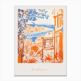Cartagena Spain Orange Drawing Poster Canvas Print