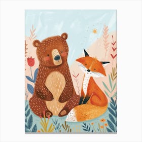 Brown Bear A Bear And A Fox Storybook Illustration 1 Canvas Print