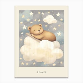 Sleeping Baby Beaver 1 Nursery Poster Canvas Print