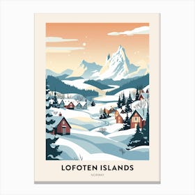 Vintage Winter Travel Poster Lofoten Islands Norway 4 Canvas Print