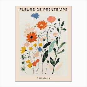 Spring Floral French Poster  Calendula 3 Canvas Print