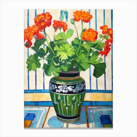 Flowers In A Vase Still Life Painting Geranium 3 Canvas Print