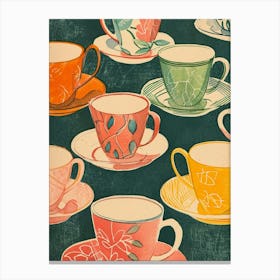 Tea Cups Watercolour Illustration 1 Canvas Print