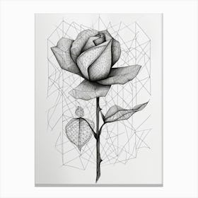 English Rose Geometric Line Drawing 2 Canvas Print