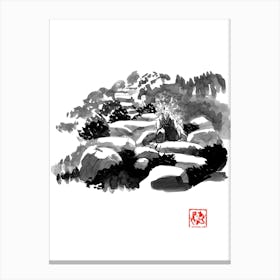 Samurai Waiting On Stones Canvas Print