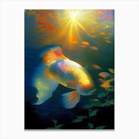 Utsurimono 1, Koi Fish Monet Style Classic Painting Canvas Print
