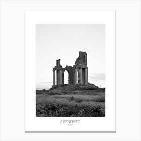 Poster Of Agrigento, Italy, Black And White Photo 4 Canvas Print