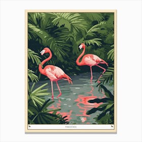 Greater Flamingo Pakistan Tropical Illustration 6 Poster Canvas Print