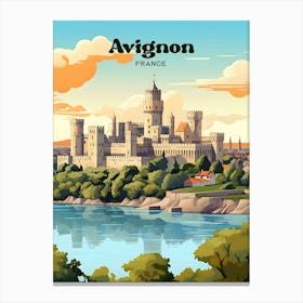 Avignon France Palais des Papes Travel Art Illustration Canvas Print