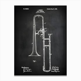 Trombone Player Gift, Trombone Teacher Gift, Trombone, Trombone Gifts, Trombone Art, Trombone Decor, Trombone Blueprint Patent, Mt6811 Canvas Print