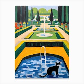 Versailles Gardens France, Cats Matisse Style 1 Canvas Print