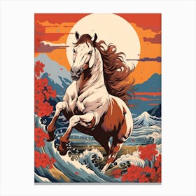 Horse Animal Drawing In The Style Of Ukiyo E 2 Canvas Print