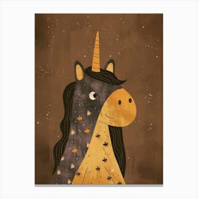 Black & Mustard Pattern Unicorn Canvas Print