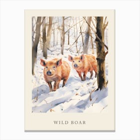 Winter Watercolour Wild Boar 3 Poster Canvas Print