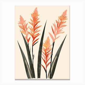 Chilean Flamingo Ginger Plants Minimalist Illustration 4 Canvas Print