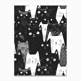 Perfectly Repeatable Artwork With Cute Cat Faces 11 Canvas Print