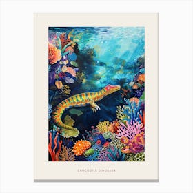 Dinosaur Crocodile Underwater Painting Poster Canvas Print