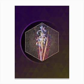 Abstract Geometric Mosaic Blue Iris Botanical Illustration n.0275 Canvas Print