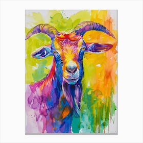 Goat Colourful Watercolour 1 Canvas Print
