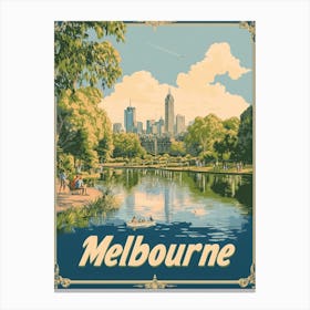 Aihrgdesign A Classic 1960s Travel Poster For Melbourne 4 Canvas Print