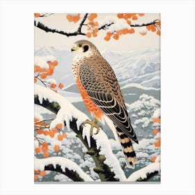 Winter Bird Painting Falcon 6 Canvas Print