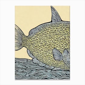 Coral Reef Fish Linocut Canvas Print