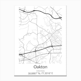 Oakton,United States Minimalist Map Stampe su tela