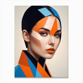 Geometric Fashion Woman Portrait Pop Art Orange (24) Canvas Print