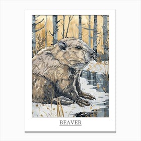 Beaver Precisionist Illustration 2 Poster Canvas Print