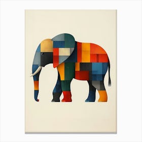 Elephant In The Squares Canvas Print