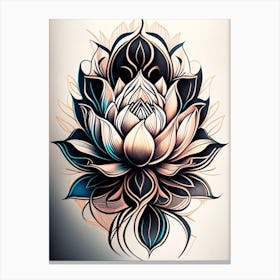 Lotus Flower Pattern Graffiti 2 Canvas Print