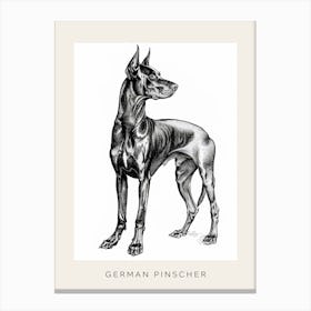 German Pinscher Dog Line Art 2 Poster Canvas Print