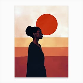 Silhouette Of A African Woman, Minimalism 5 Canvas Print