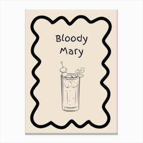 Bloody Mary Doodle Poster B&W Canvas Print