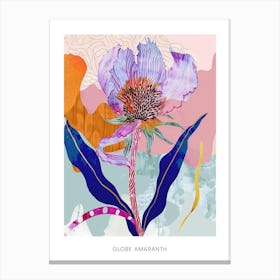 Colourful Flower Illustration Poster Globe Amaranth 4 Canvas Print