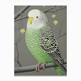 Ohara Koson Inspired Bird Painting Budgerigar 1 Canvas Print