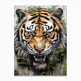 Tiger Art In Street Art Style 2 Canvas Print