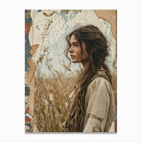 Vintage Card Design Featuring A Central Motif Of Natural Textured Hair Cascading Across An Aged Stu (5) Canvas Print