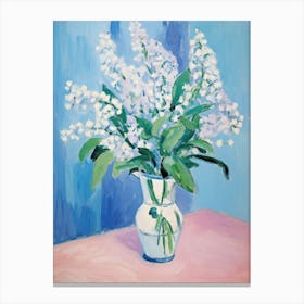 A Vase With Forget Me Not, Flower Bouquet 1 Canvas Print