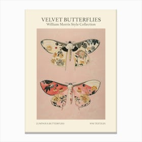 Velvet Butterflies Collection Luminous Butterflies William Morris Style 2 Canvas Print