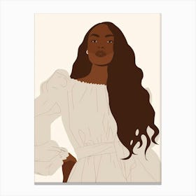 Black Woman With Long Hair Canvas Print