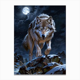 Wolf At Night 4 Canvas Print