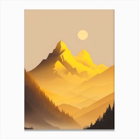 Misty Mountains Vertical Composition In Yellow Tone 24 Canvas Print
