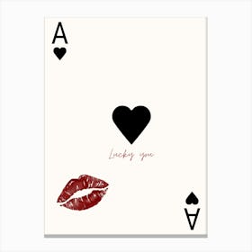 Lucky You Lipstick Kiss Poster Canvas Print