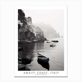 Poster Of Amalfi Coast, Italy, Black And White Analogue Photograph 3 Canvas Print