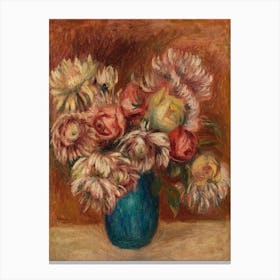Flowers In A Green Vase , Pierre Auguste Renoir Canvas Print