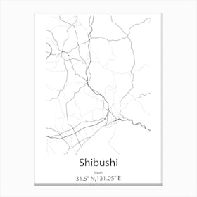 Shibushi,Japan Minimalist Map Canvas Print