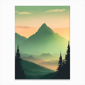 Misty Mountains Vertical Composition In Green Tone 22 Canvas Print