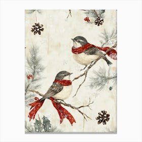 Nursery Vintage Christmas Birds Canvas Print