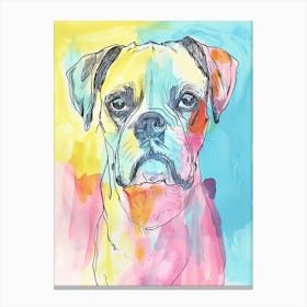 Pastel Boxer Dog Watercolour Illustration Canvas Print